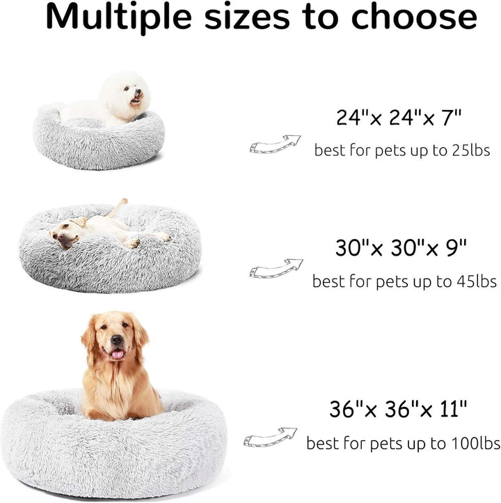 HACHIKITTY Hundebett, beruhigendes Donut-Kuschelbett, für mittelgrosse Hunde, flauschig, beruhigende