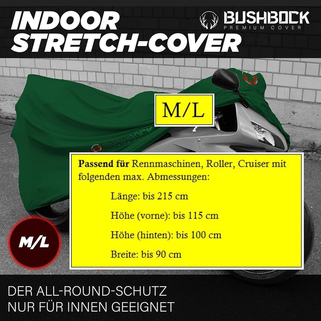BUSHBOCK® Premium Cover Indoor Motorrad Abdeckplane-Staubschutz-elastischer, atmungsaktiver Samt-Str