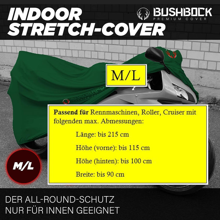 BUSHBOCK® Premium Cover Indoor Motorrad Abdeckplane-Staubschutz-elastischer, atmungsaktiver Samt-Str