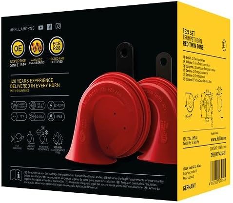 HELLA Fanfare - STYLE HORN TE24 SET - 12V - 110dB(A) - Frequenzbereich von: 400Hz - Frequenzbereich