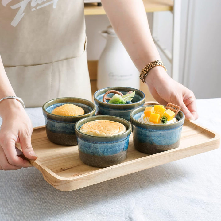 240mL Soufflé Förmchen, 4 Stück Creme Brulee Schälchen, Pastetenform, Kleine Auflaufformen Eignet Si