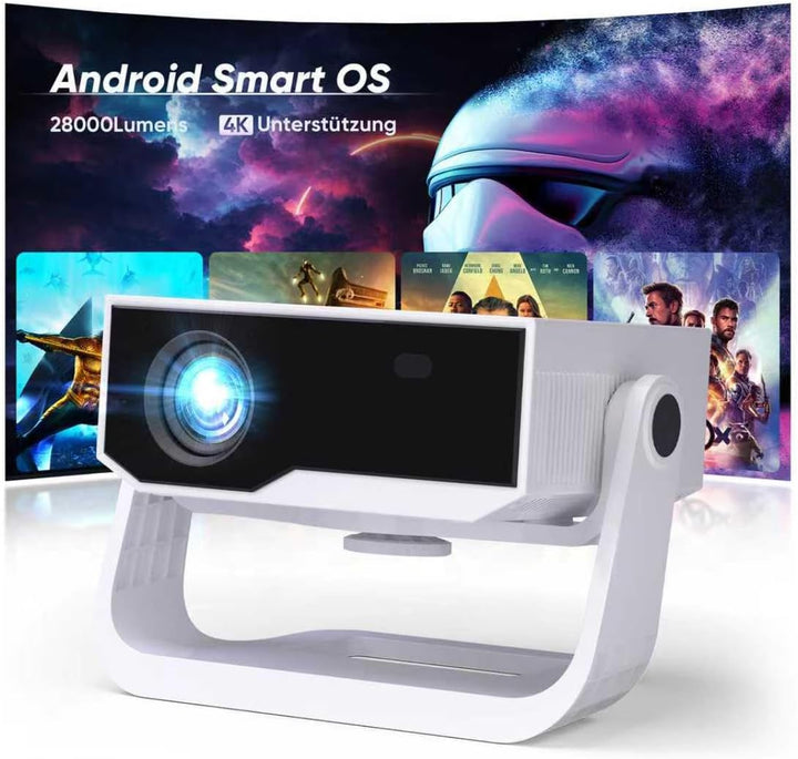2025 Neuer Smart Beamer 4K Unterstützung, Android 11, Full HD 1080P, 28000 Lumens, WiFi 6 & BT 5.2,