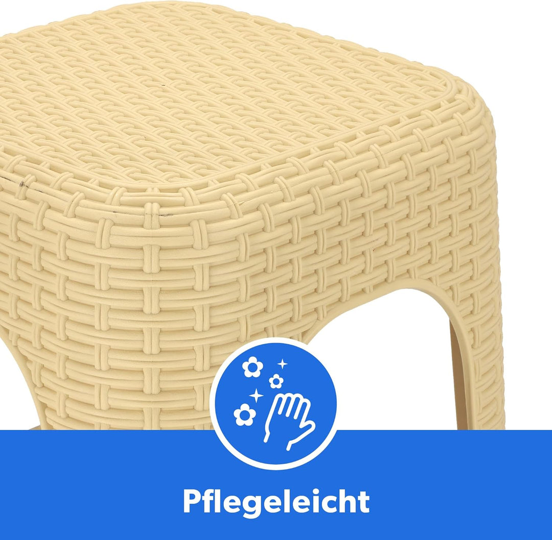 KADAX Hocker aus Kunststoff, Tritthocker bis 120 kg, Rattanhocker mit Antirutschfüssen, Badhocker, W