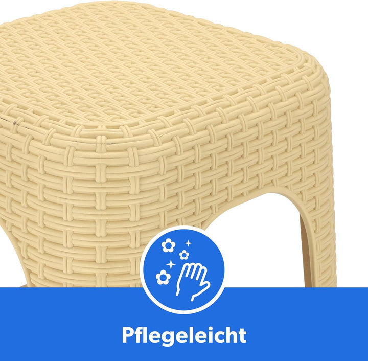 KADAX Hocker aus Kunststoff, Tritthocker bis 120 kg, Rattanhocker mit Antirutschfüssen, Badhocker, W