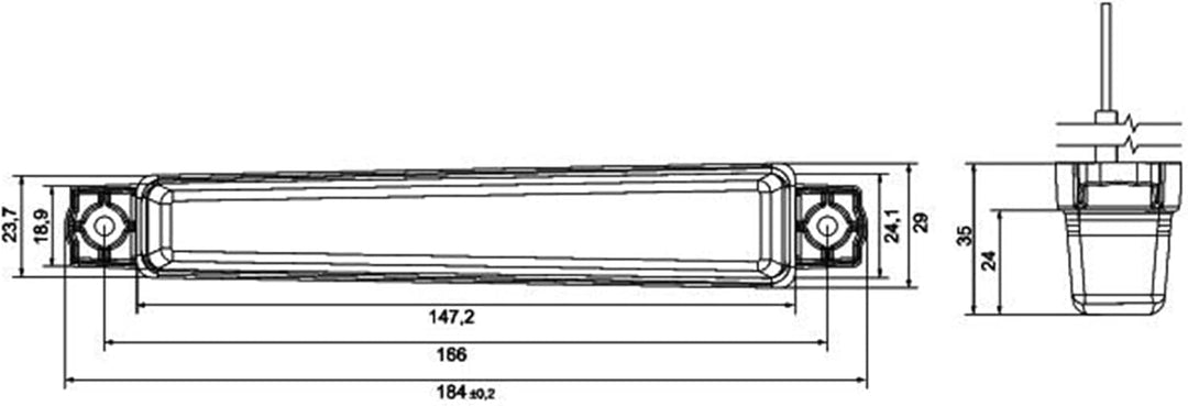 HELLA - Blinkleuchte - LED - 24V - Anbau/geschraubt - Lichtscheibenfarbe: glasklar - Kabel: 400mm -