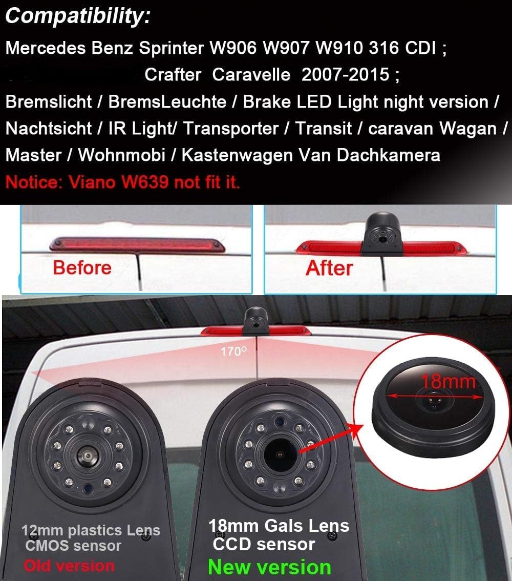 Wasserdicht Einparkkamera 18mm Lens Bremslicht Rückfahrkamera integriert in 3. Bremsleuchte Kamera f