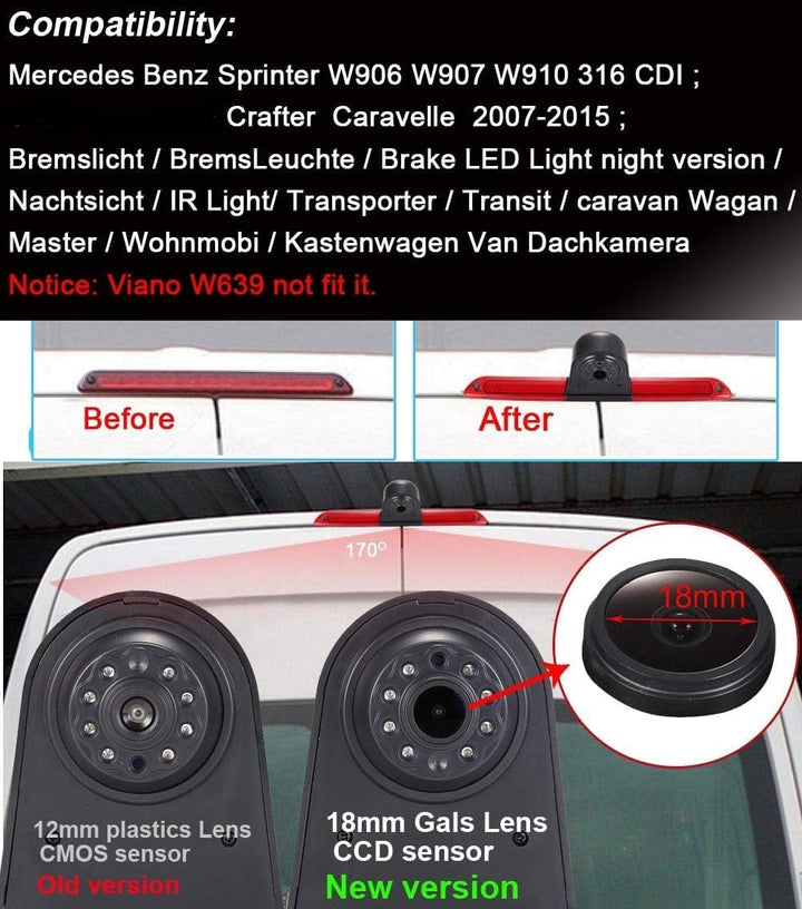 Wasserdicht Einparkkamera 18mm Lens Bremslicht Rückfahrkamera integriert in 3. Bremsleuchte Kamera f