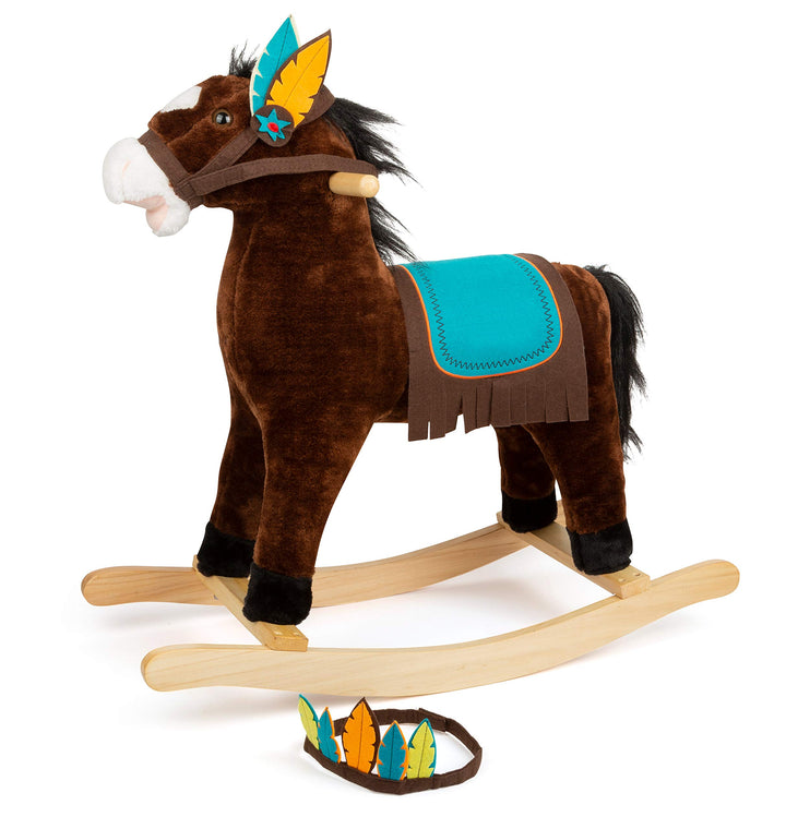 small foot 11385 Schaukelpferd Indianer, mit Soundeffekten und inkl. passenden Kopfschmuck, ab 3 Jah