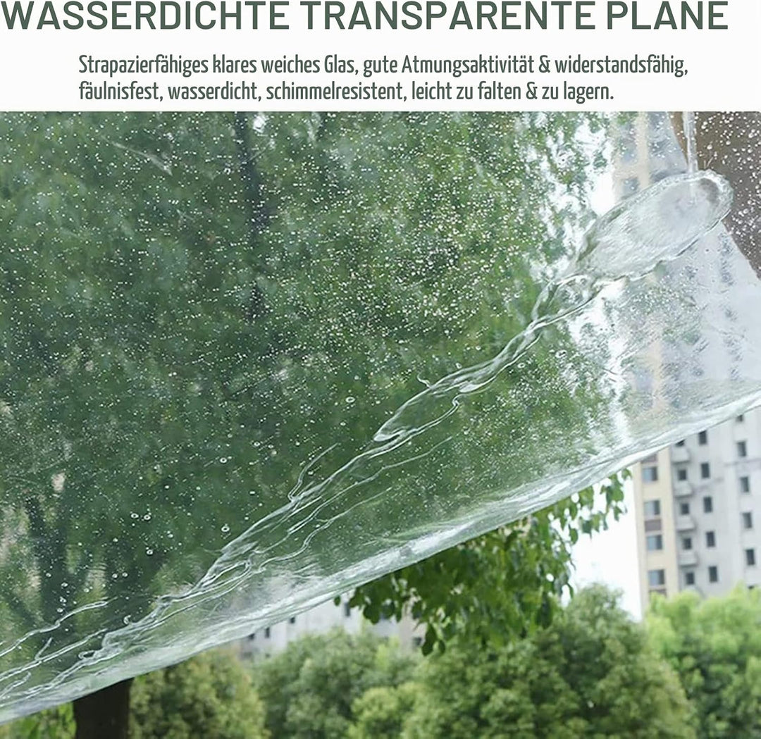 Plane Wasserdicht Transparent mit Ösen, Durchsichtig PVC Abdeckplane, Reissfest Wetterfeste Plane fü