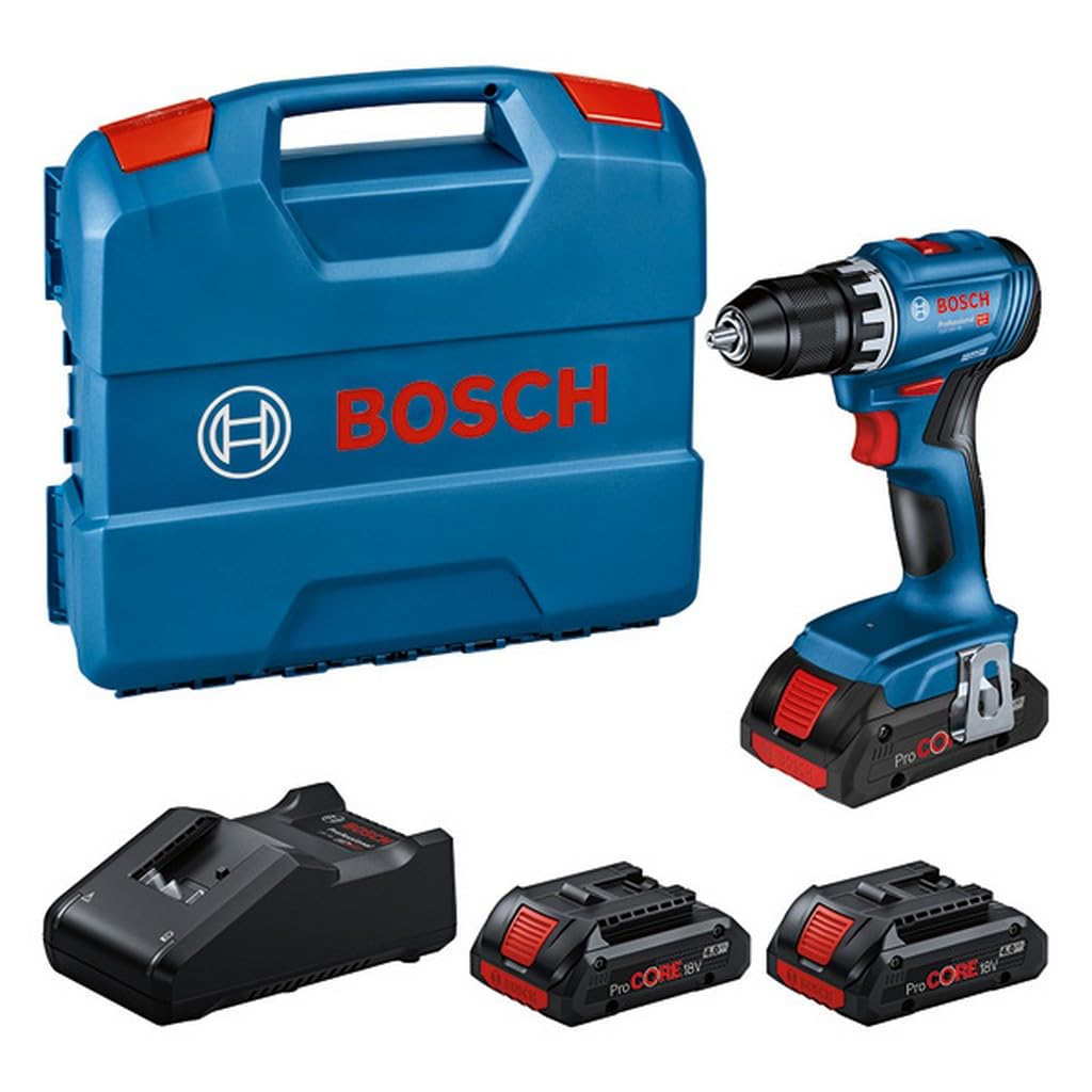 Bosch Professional 18V System Akku Bohrschrauber GSR 18V-45 (Drehzahl 1.900 min-¹, inkl. 3x 4.0Ah Pr