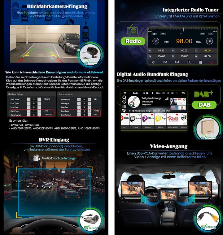 Erisin 7 Zoll Android 11.0 Autoradio mit GPS Navi für Porsche Cayenne Unterstützt Wireless CarPlay C