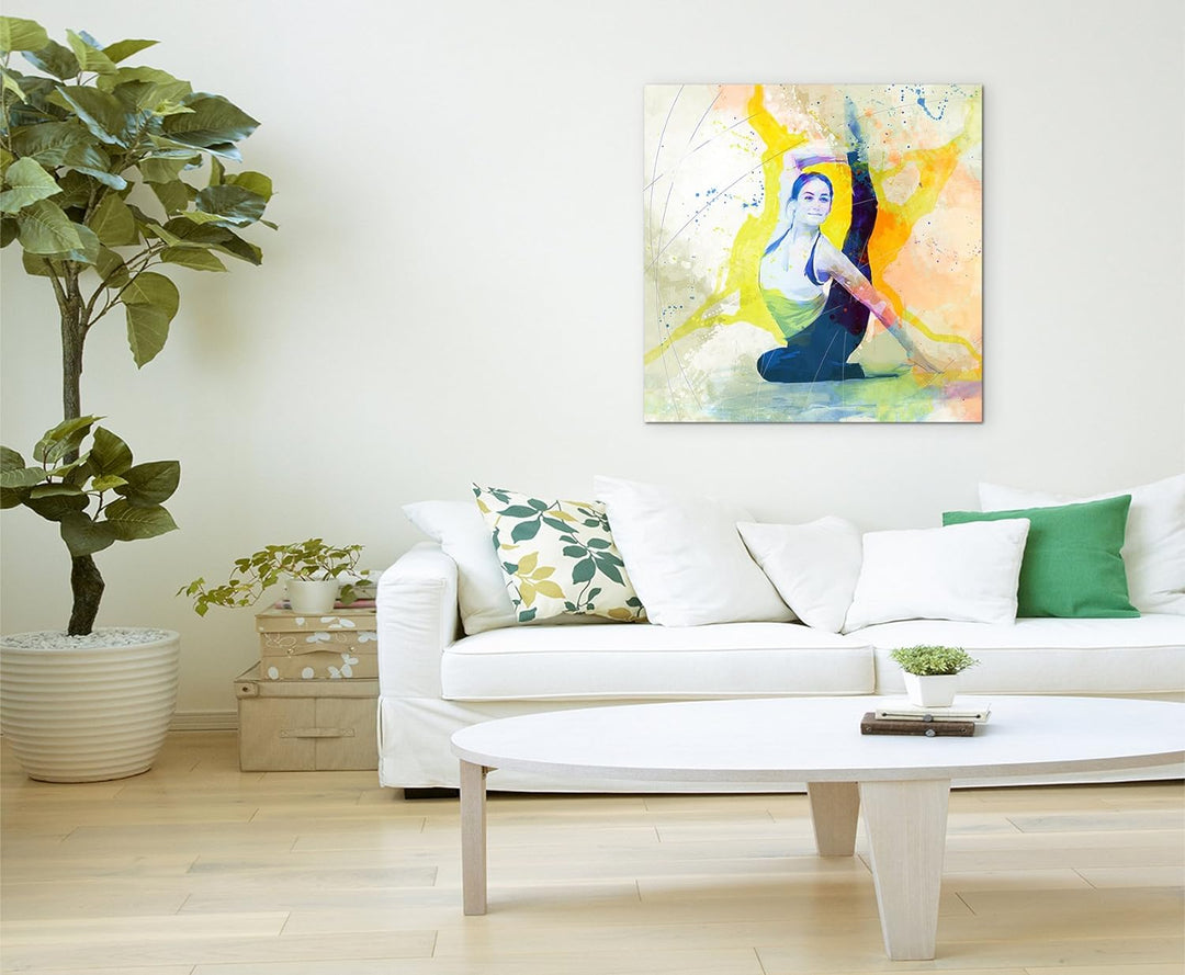 Yoga III 60x60cm Wandbild SPORTBILD Aquarell Art tolle Farben von Paul Sinus