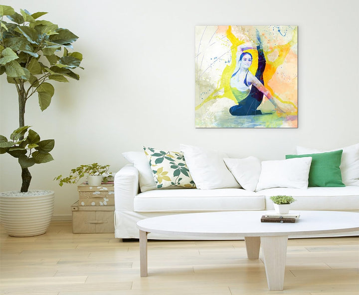 Yoga III 60x60cm Wandbild SPORTBILD Aquarell Art tolle Farben von Paul Sinus
