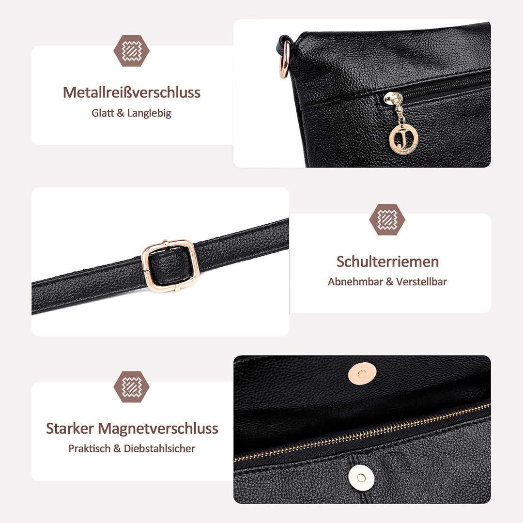 DORRISO Elegant Damen Umhängetasche Frauen Handtasche Schultertasche Casual Umhängetaschen Damen Rei