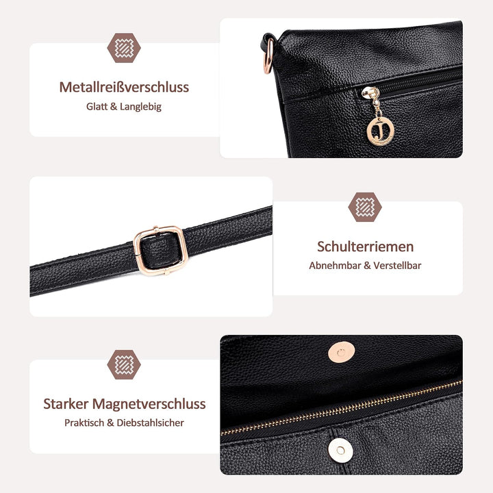 DORRISO Elegant Damen Umhängetasche Frauen Handtasche Schultertasche Casual Umhängetaschen Damen Rei