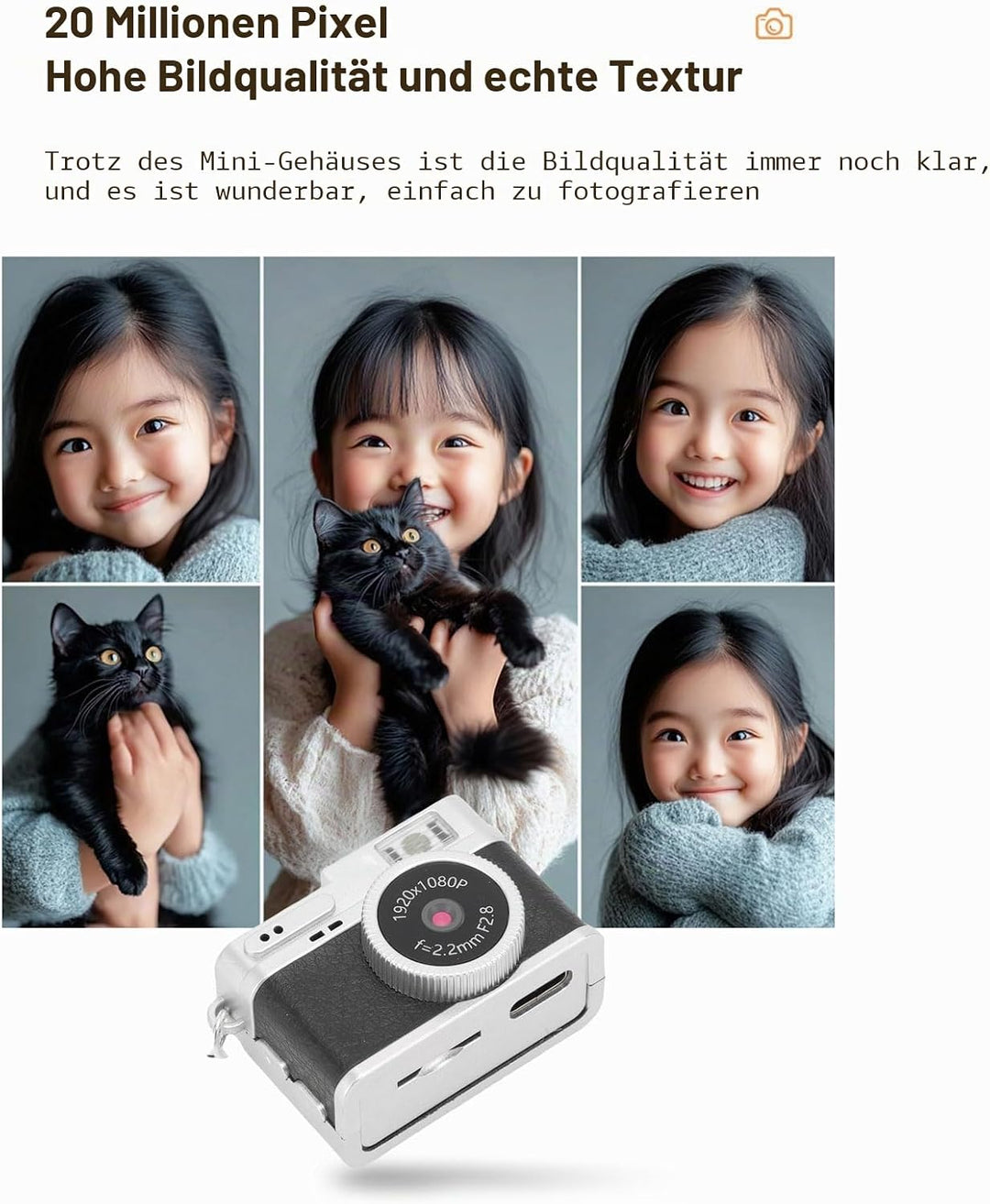 LICAEVEY Kamera-Schlüsselanhänger, 1080P HD Mi NI-Retro-Digitalkamera mit 32 GB SD-Karte, 0,96-Zoll-