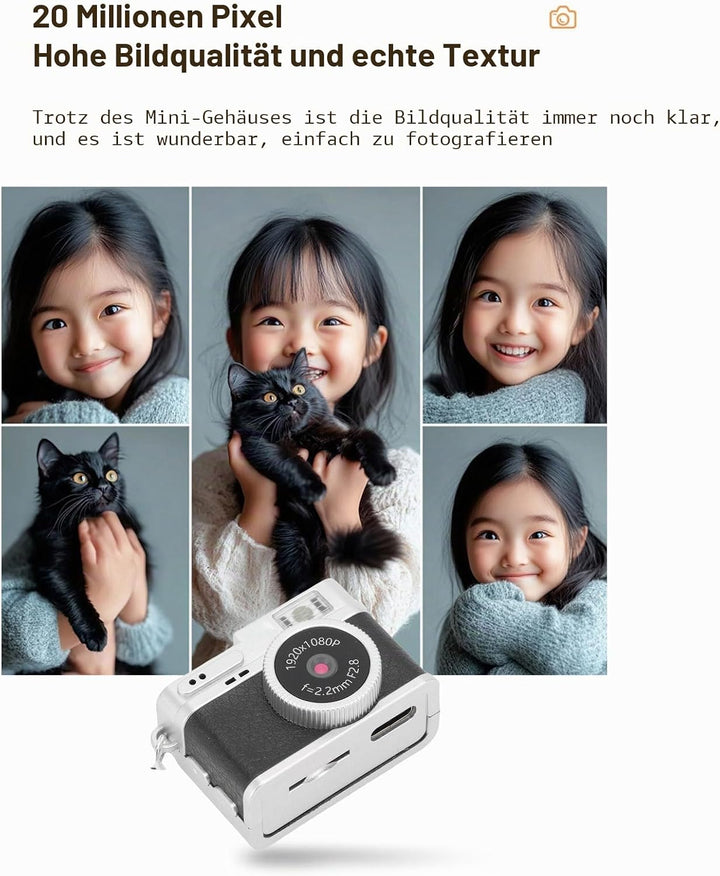 LICAEVEY Kamera-Schlüsselanhänger, 1080P HD Mi NI-Retro-Digitalkamera mit 32 GB SD-Karte, 0,96-Zoll-
