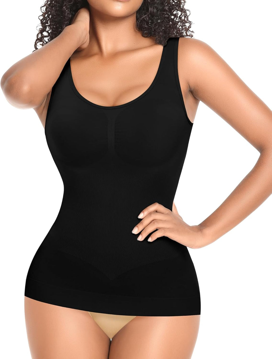 Damen Shape Unterhemd Formende Tops Nahtlos Hemdchen XL Schwarz-weite Träger, XL Schwarz-weite Tr&#x