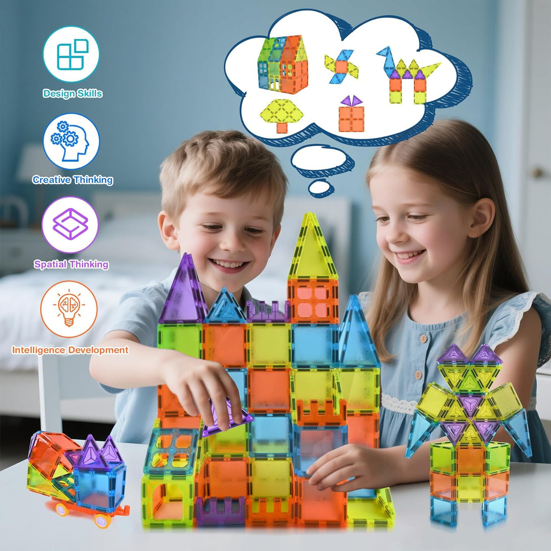 Magnetische Bausteine 92PCS Magnetspielzeug STEM Magnetbausteine ab 3 Jahre, Magnet Spielzeug Kinder