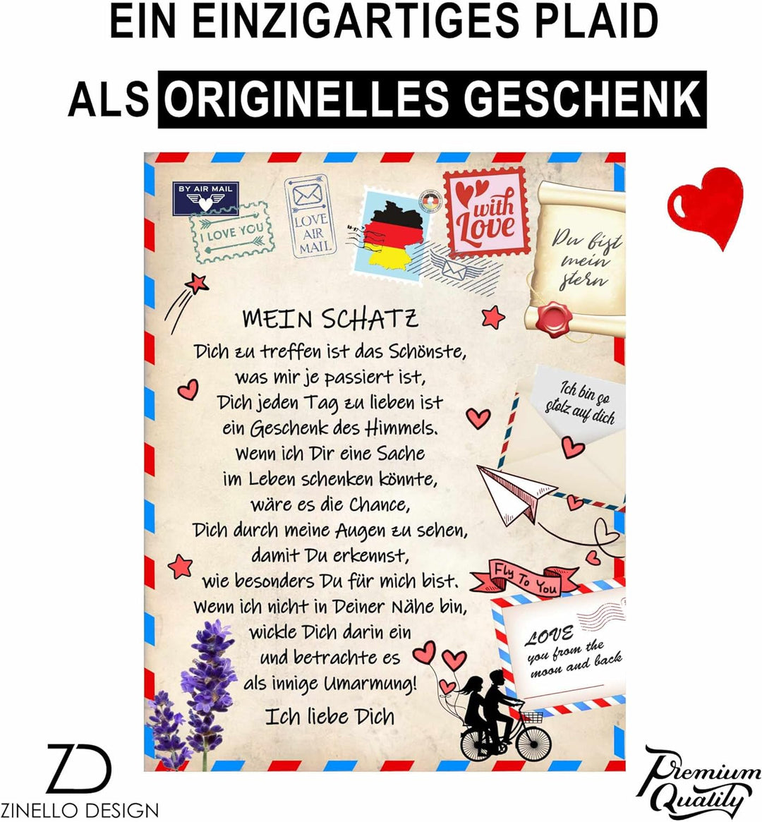 Süsse personalisierte Fleecedecke zum Verschenken an Ihren Schatz Frau Partnerin, originelle und pra