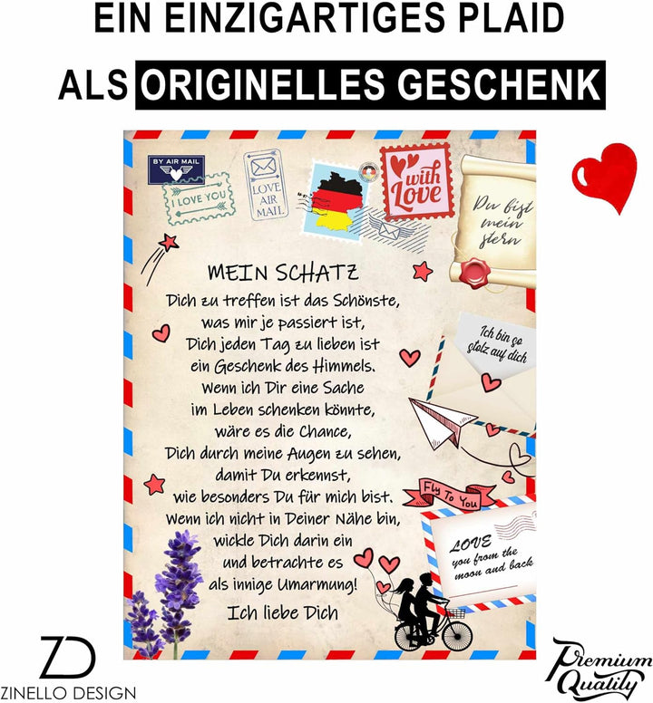 Süsse personalisierte Fleecedecke zum Verschenken an Ihren Schatz Frau Partnerin, originelle und pra