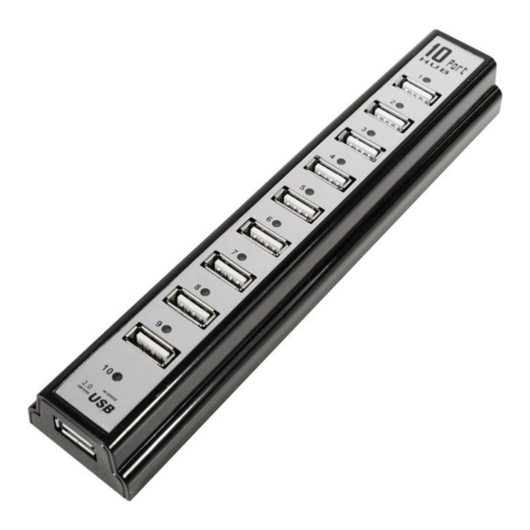 LogiLink USB 2.0 Hub (10-Port) inkl. Netzteil und LED Aktivitätsanzeige