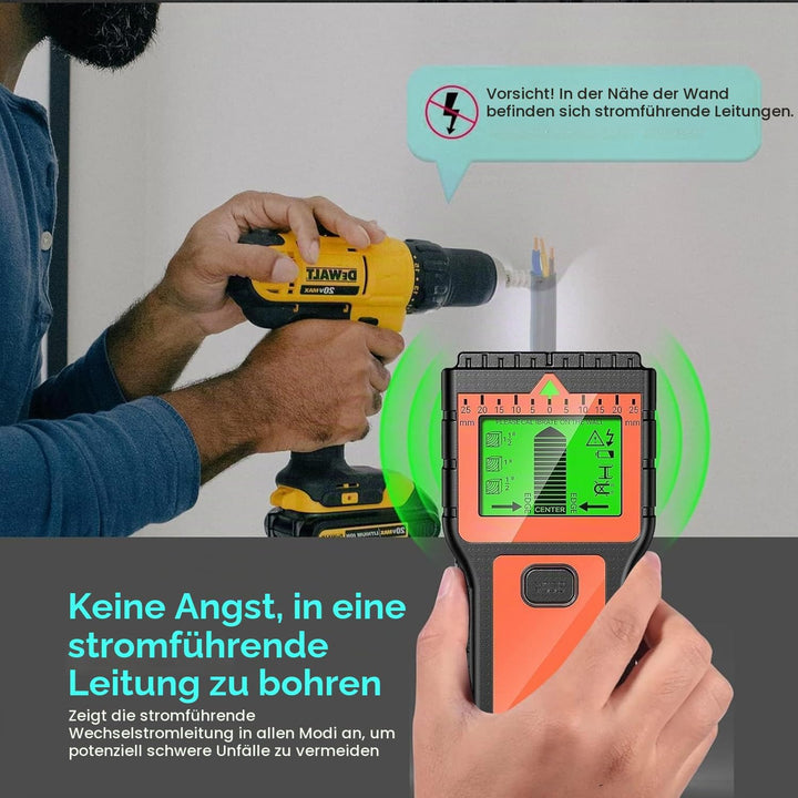 Leitungssuchgerät - Multifunktionaler Stud Finder mit LCD-Display &amp; Audio-Alarm, Kabel- und Metallsu