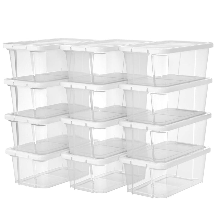 SONGMICS 12er Set Schuhboxen Aufbewahrungsboxen , Schuhaufbewahrung Speicherbox Transparent Mit Deck