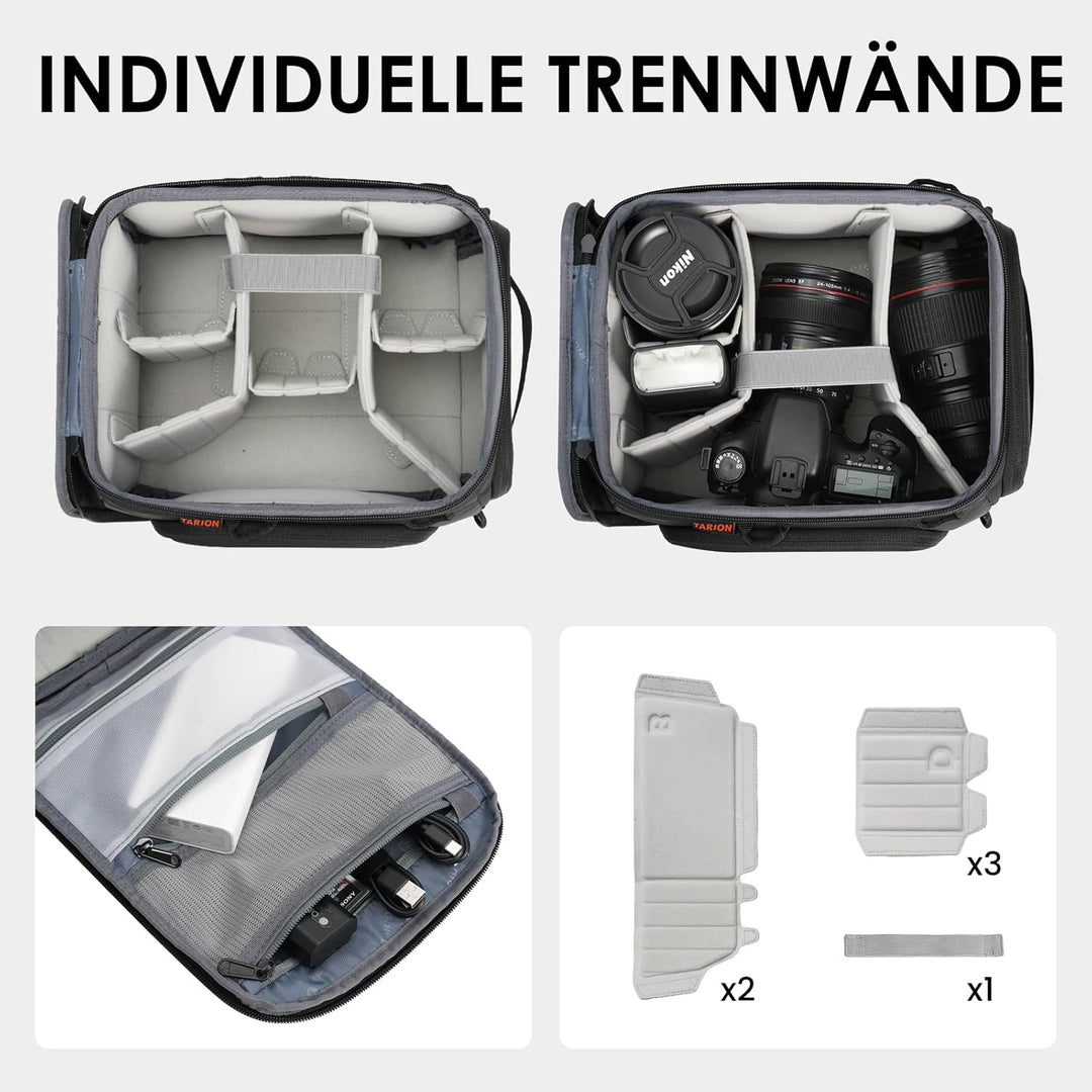 TARION Kamera Einsatztasche Innen Kameratasche: Kamera Einsatz für Rucksack Innentasche Gepolsterte