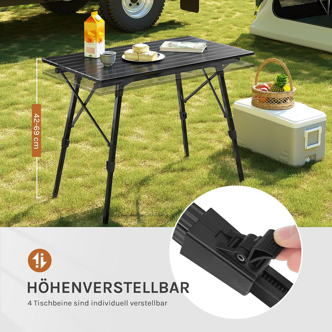 WOLTU Campingtisch Klapptisch aus Alu Gartentisch Balkontisch Reisetisch zusammenklappbar, mit Packt