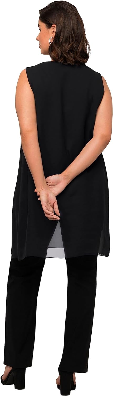 Ulla Popken Damen grosse Grössen Übergrössen Plus Size Longtunika, Ziersteine, A-Linie, Rundhals, är