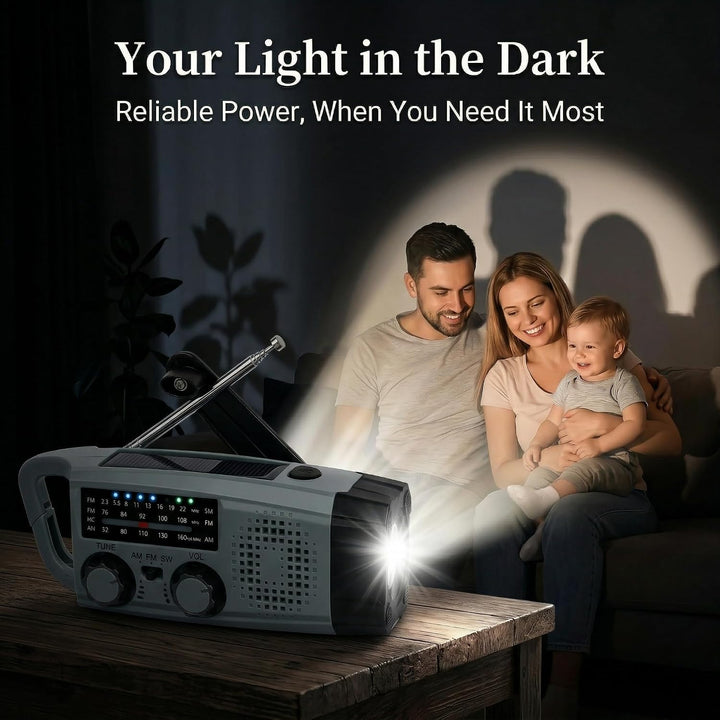 Notfall Radio Kurbelradio mit Handkurbel, Solar Radio mit 2000mAh Powerbank, AM/FM Radio mit LED Tas