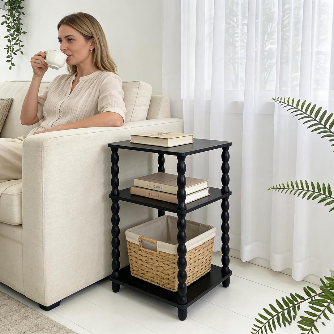 Holztisch, Kleiner Couchtisch & Beistelltisch, multifunktionaler Mini Tisch für Bett, Couch, Wohnzim