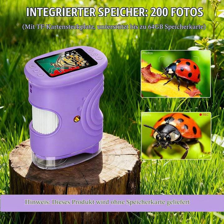 Mikroskop für Kinder, 1000x Digital Mikroskop, Taschenmikroskop Experimente für Kinder ab 6, Kinderm