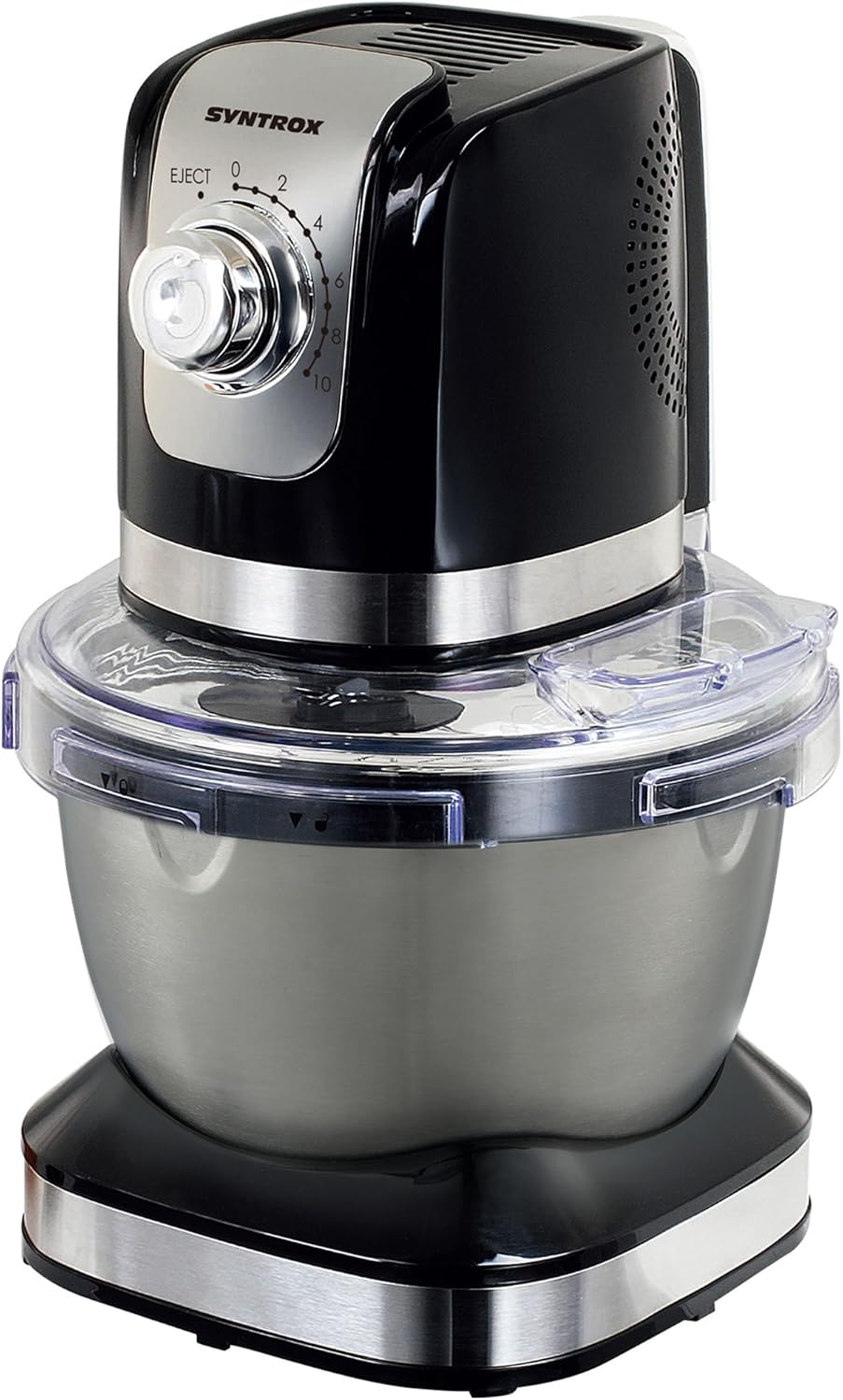 Syntrox Germany KM-600W Küchenmaschine Knetmaschine Mixer, Edelstahl-Behälter, 4 Liter, schwarz