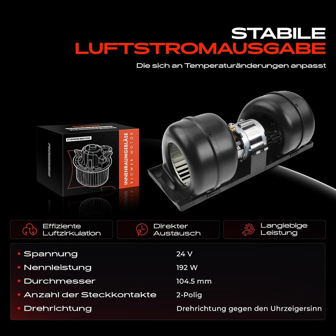 Frankberg Heizungsgebläse Gebläsemotor Kompatibel mit DAF XF 95 CF 65 75 85 Alle Motoren 1992-2013 R