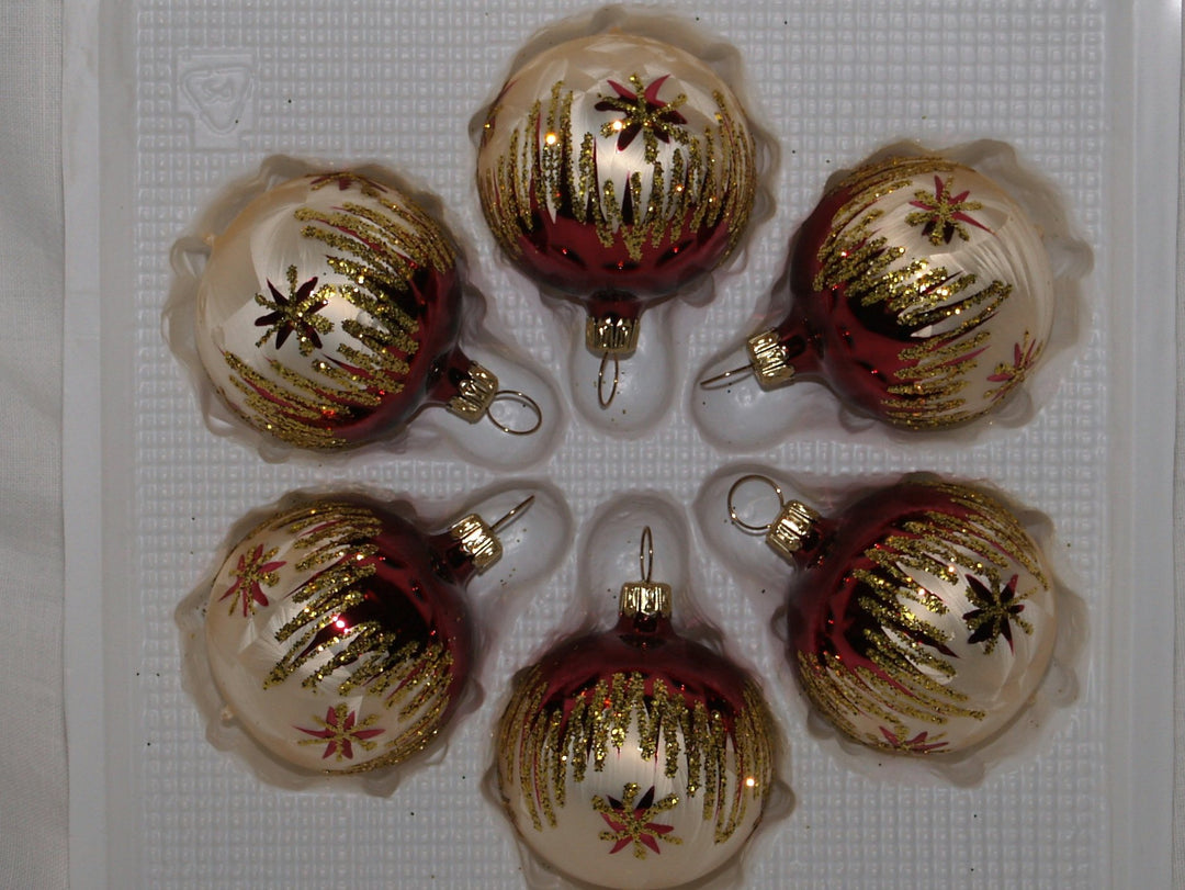 Weihnachtskugel 5cm Kugel Romantik - Mundgeblasen und Handbemalt - Glas - Weihnachten