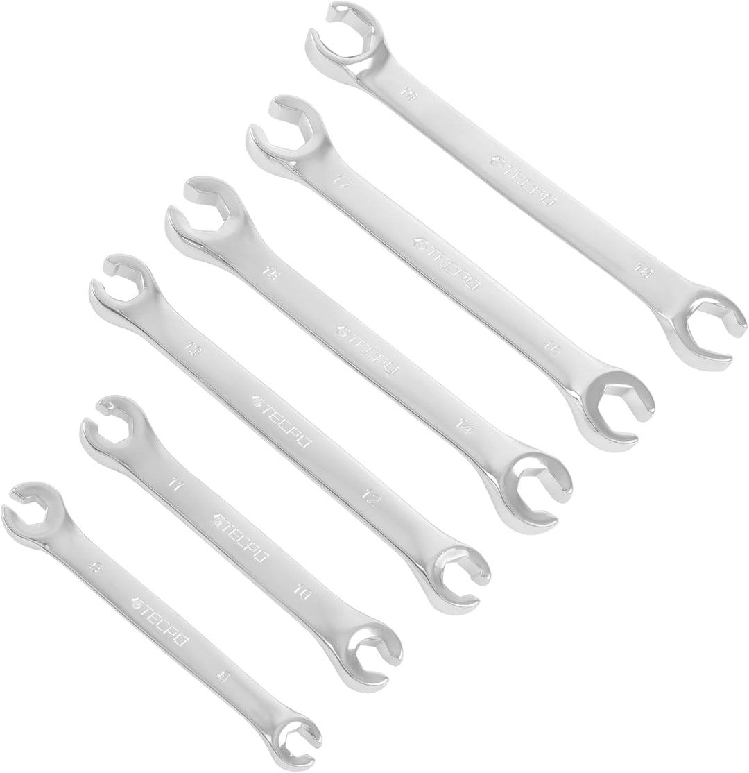 TECPO Bremsleitung Schlüssel 8-19mm Ringschlüssel Satz Offener Ring Schlüssel 6-teilig