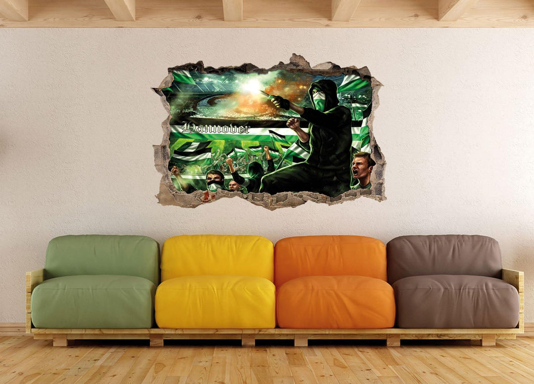 Ultras Hannover Collage 2, 3D Wandsticker Format: 92x62cm, Wanddekoration, 92x62