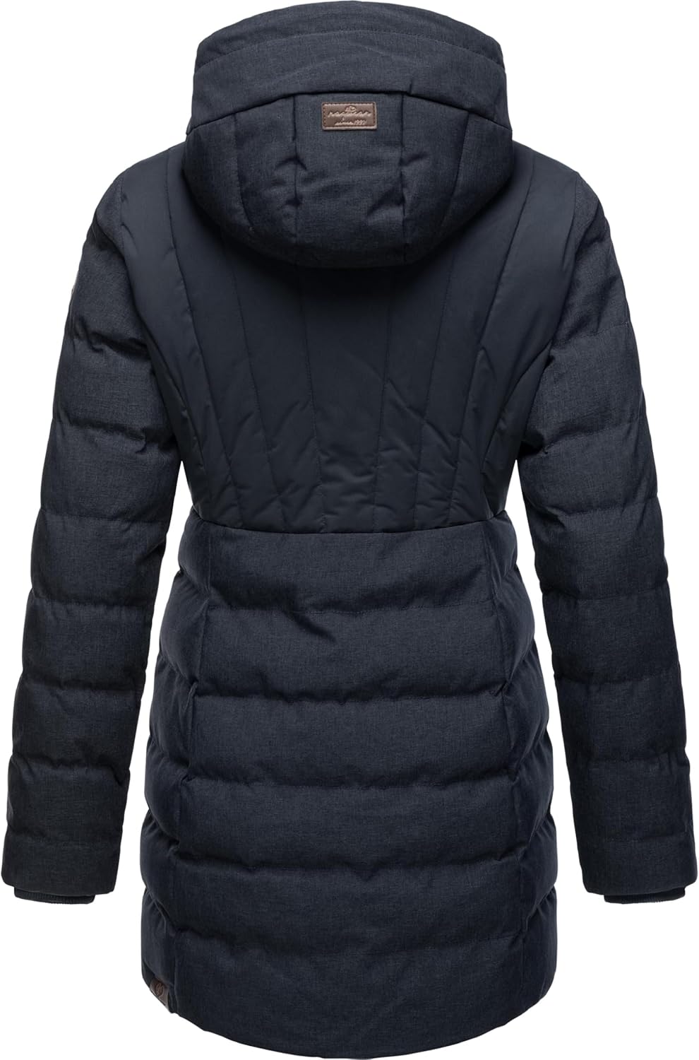 Ragwear Damen Wintermantel Warmer wasserdichter Steppmantel lang mit Kapuze Ashanta Block XS-6XL S N