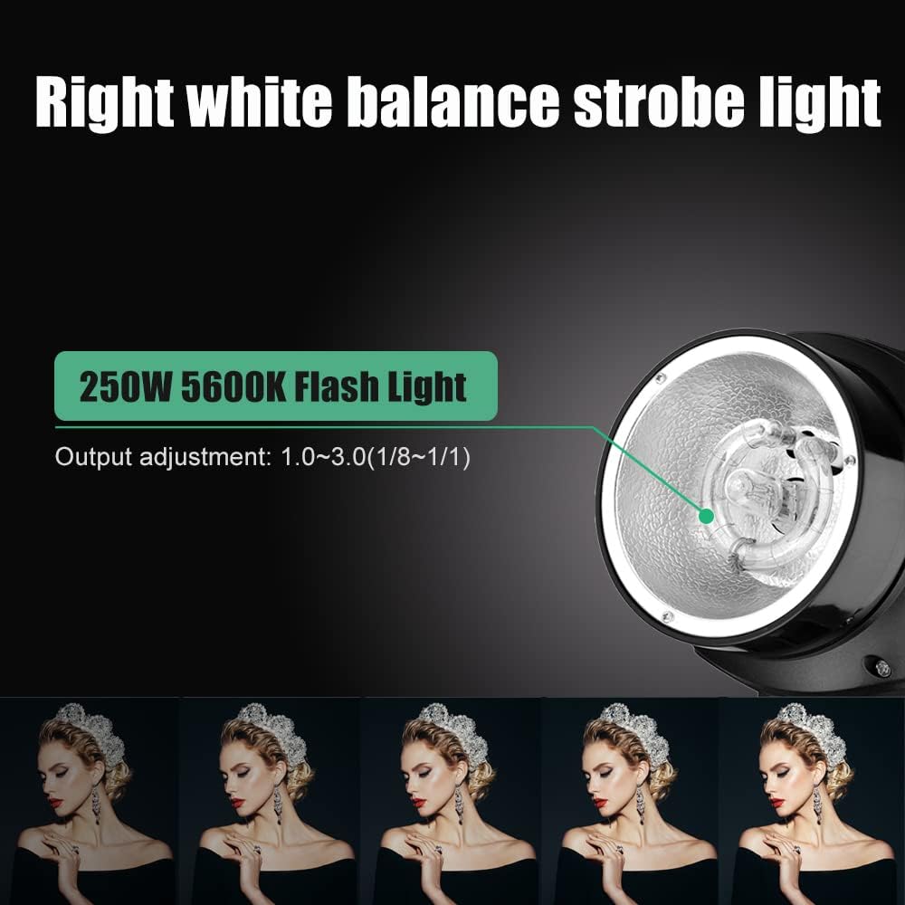 Godox 750W Studio Stroboskop Blitzlicht Kit, Stroboskop Beleuchtungsset für Fotografie, 3x250W 5600K