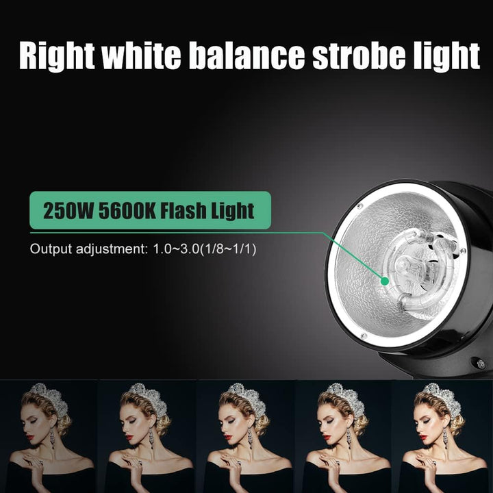 Godox 750W Studio Stroboskop Blitzlicht Kit, Stroboskop Beleuchtungsset für Fotografie, 3x250W 5600K