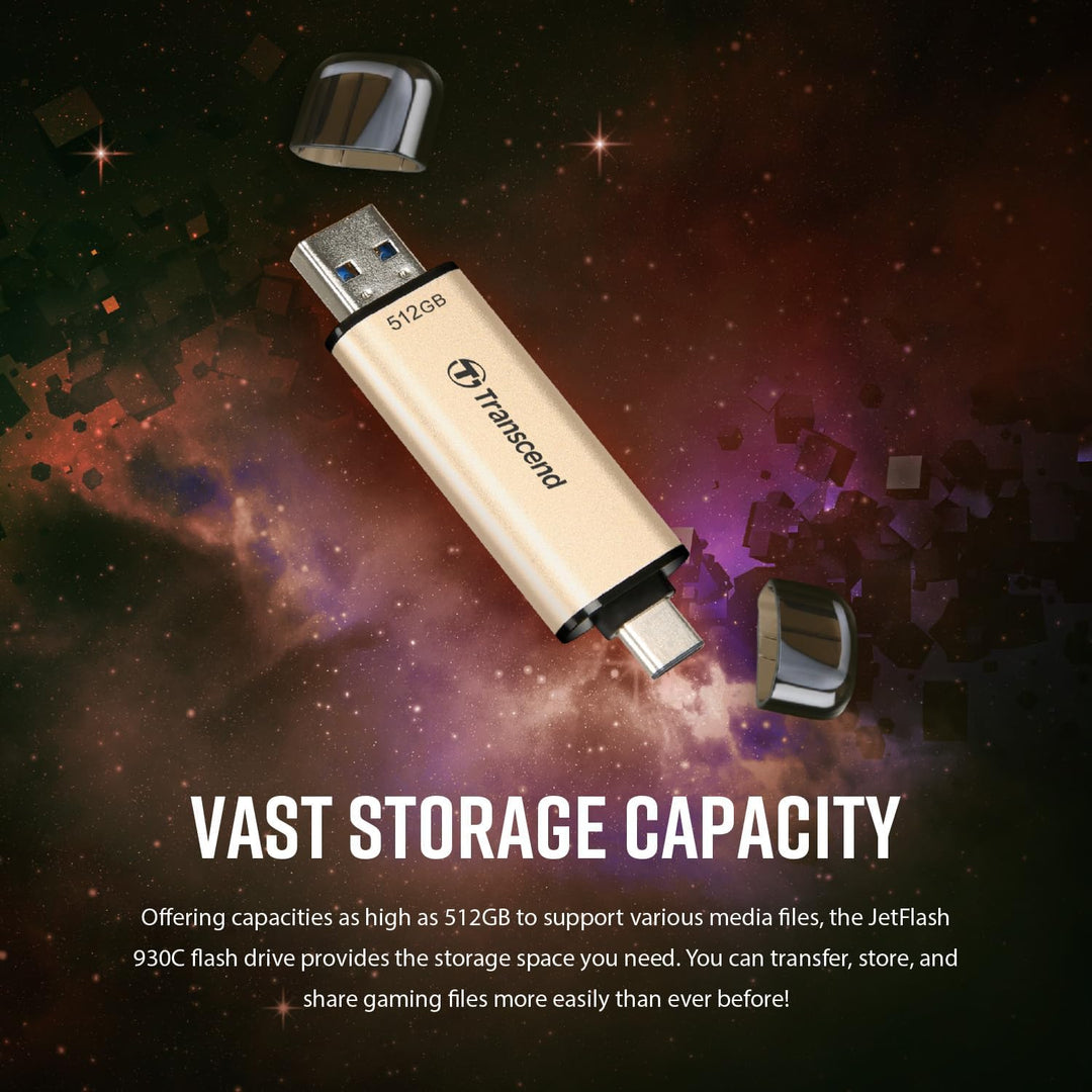 Transcend 512GB JetFlash 930C USB 3.2 Gen 1 Flash Drive TS512GJF930C, Rose Gold, 512GB