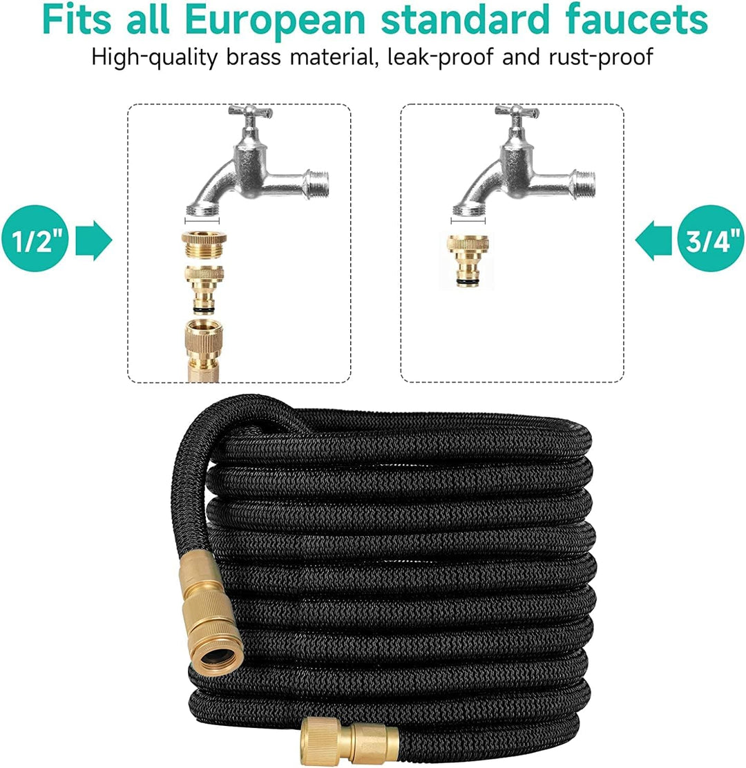 Flexibler Gartenschlauch mit 8 Funktion Garten Handbrause Flexibel 3/4 Zoll & 1/2 Schlauchhaken Aufb