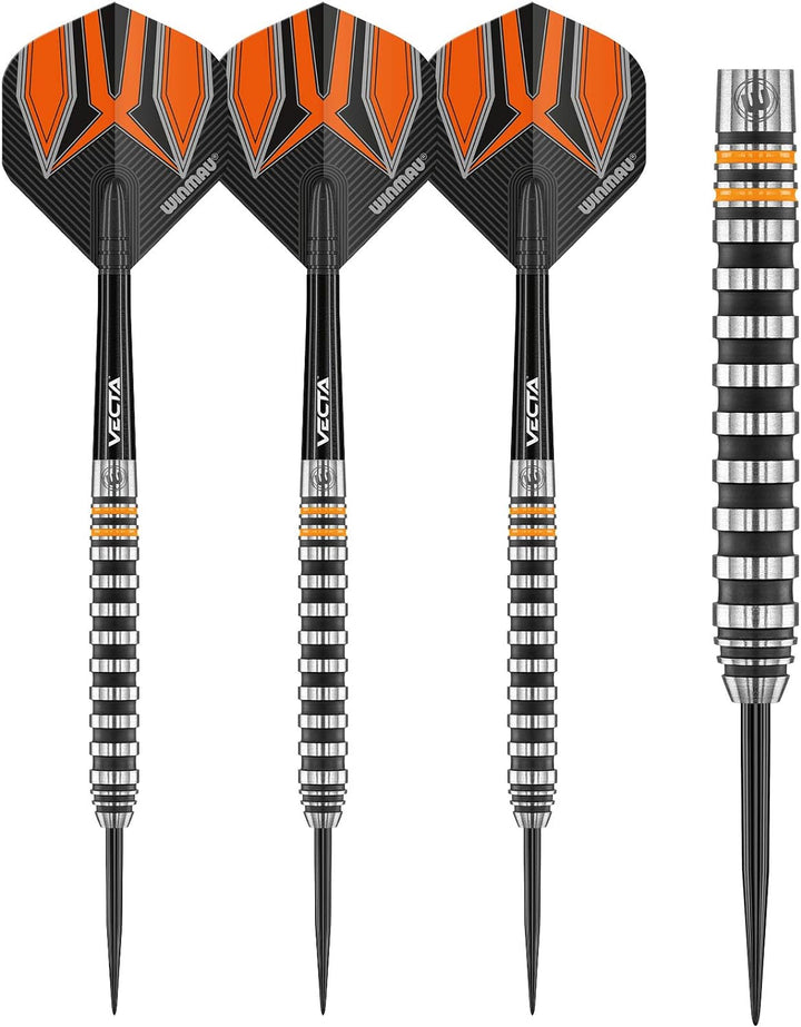 WINMAU Fury 24 Gramm Profi Wolfram Steeltip Dartpfeile Set mit Flights und Schäfte