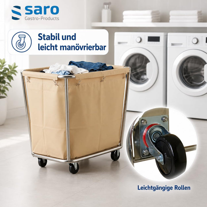 Saro AF 264 Wäschewagen, Edelstahl, creme, 90 x 65 x 85, Single