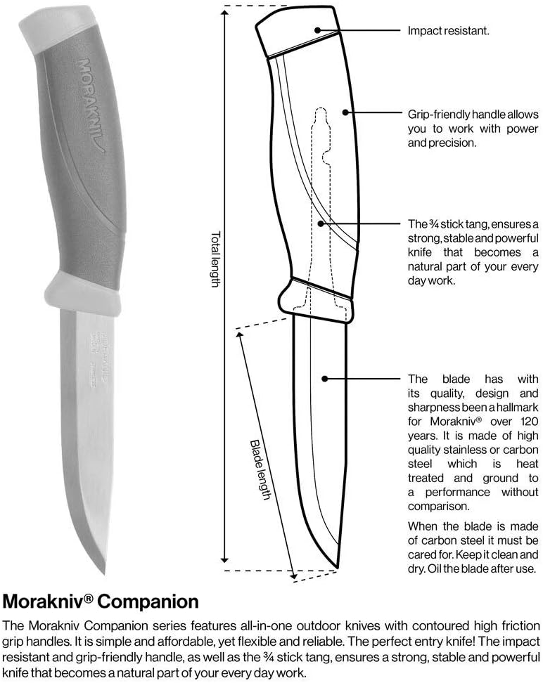 Morakniv,M11827,Companion AA8Messer mitEdelstahlklinge, abrutschfestem Griffin Olive-schwarz und Mes