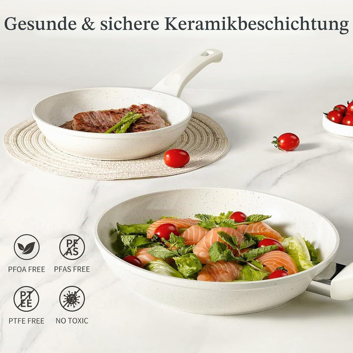 Innerwell Antihaft Pfannenset 3-teilig 20+24+28 cm aus Granit, Pfannen Induktion mit Antihaftbeschic