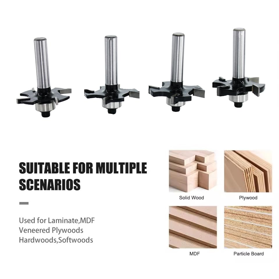 4 Stück Scheibennutfräser Fräser für Oberfräse 8mm Schaft, 36.7mm Schnittdurchmesser, 4-Zähne Hartme