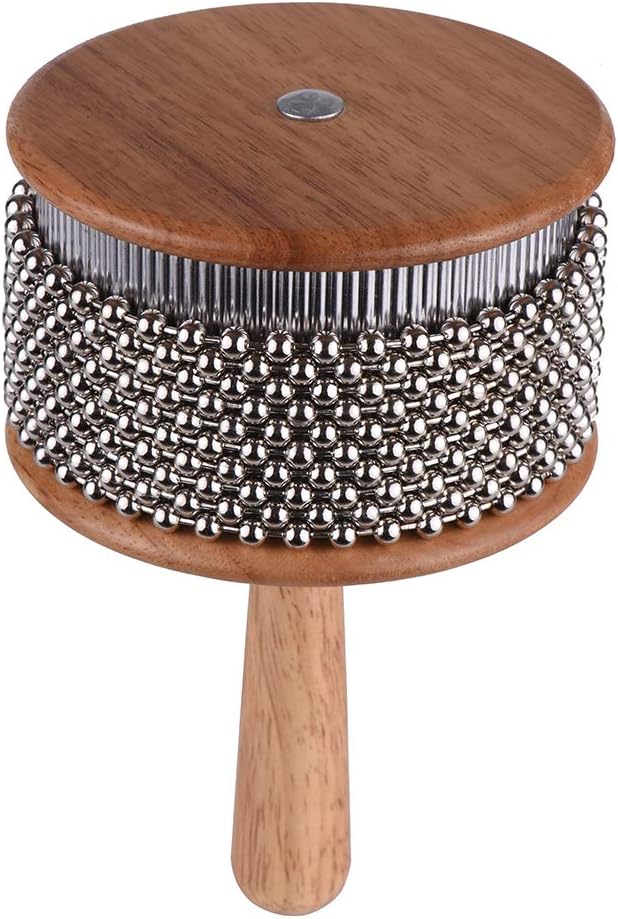 Bontannd 1 Stück Holz Cabasa Metall Perlen Kette & Zylinder Pop Hand Shaker Percussion Instrument Fü
